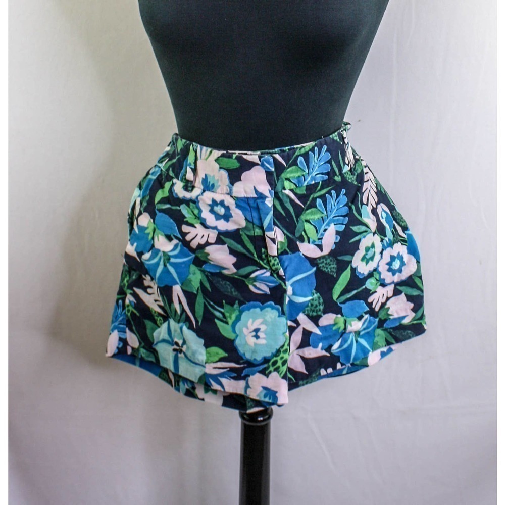 Ann Taylor LOFT The Riviera Short Tropical Floral Print Blue Green White…